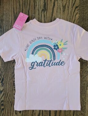 NWT Rufflebutts Toddler Girl 4T/5 Gratitude Rainbow Signature Tee Shirt